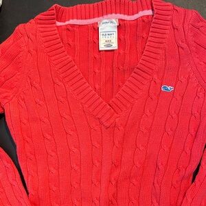 Old Navy Women's V-Neck Sweater in Bright Red